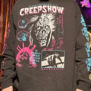 Creepshow Graphic Long Sleeve Shirt - Black with Pink and Blue Accents